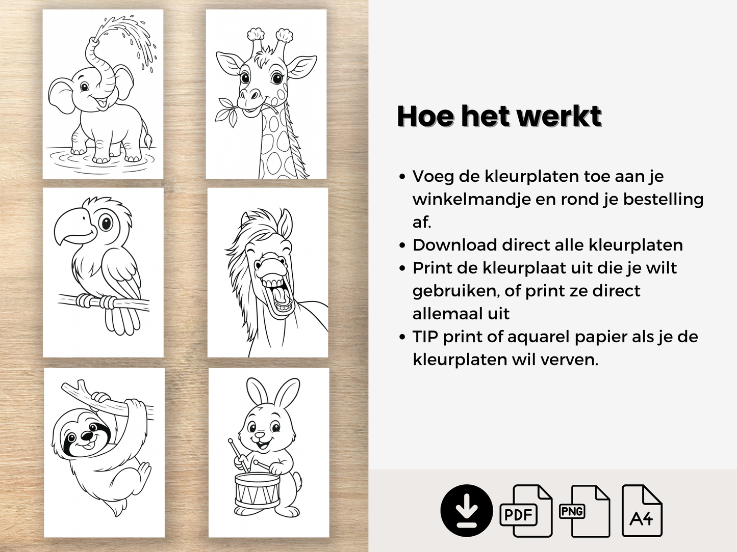 Schattige Dieren om in te Kleuren