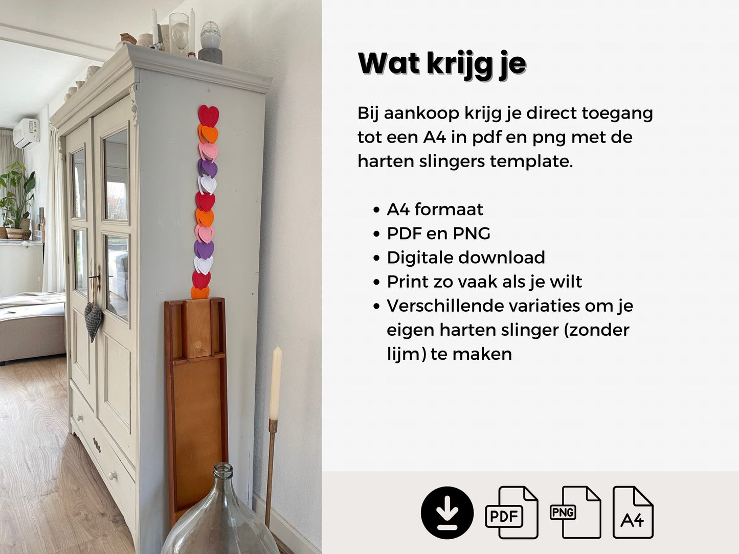 hartjes slinger voor valentijn, moederdag of zomaar