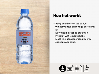 Heitedei Bieretiketten | 6 om te kleuren + 6 yn kleur | Printable kado foar heit | vaderdag Fries (kopie)