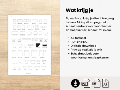 schaalmeubels woonkamer en slaapkamer