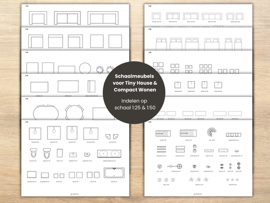 Schaalmeubels voor Tiny House & Compact Wonen Bundel, Indelen op schaal 1:25 & 1:50