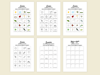 Zomer Speurtocht voor Kinderen – Printbare zoekkaart in kleur & zwart-wit + bonus lege template | A4 formaat PDF + PNG