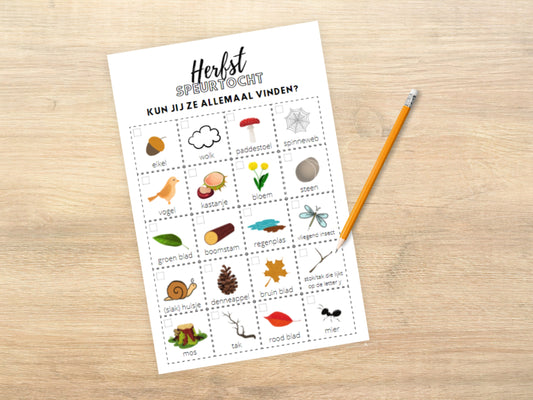 Herfst Speurtocht voor Kinderen, gezellige gezinsactiviteit voor buiten, 4 Printbare Opties, Kleur & Zwart/Wit