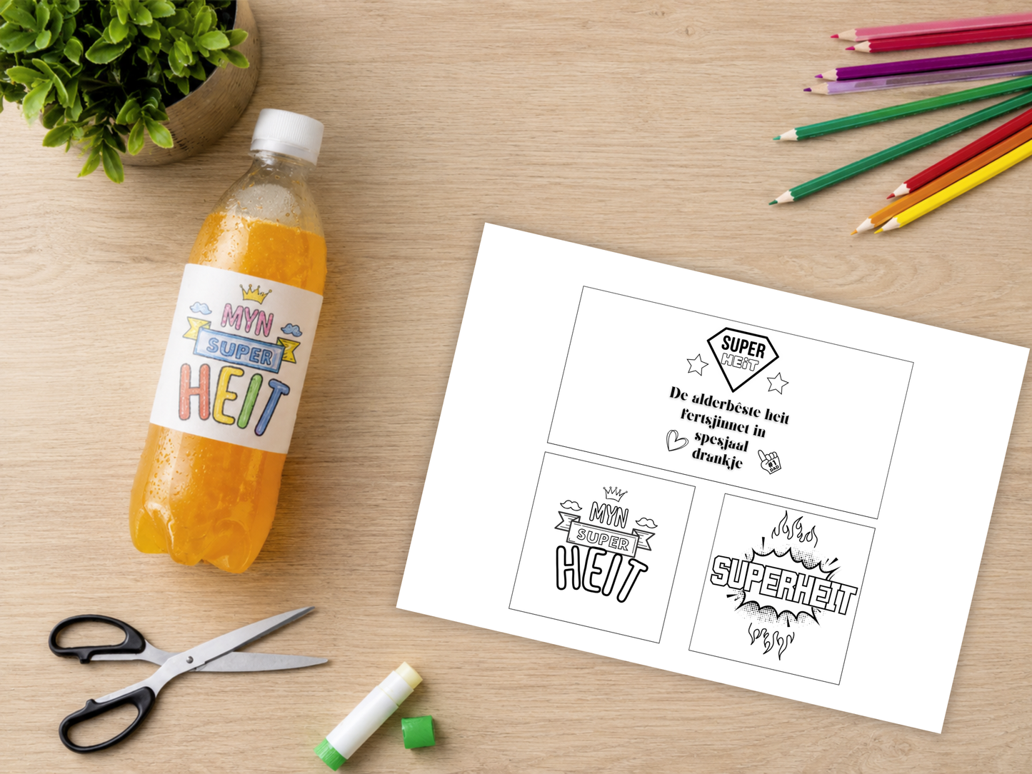 Heitedei Bieretiketten | 6 om te kleuren + 6 yn kleur | Printable kado foar heit | vaderdag Fries (kopie)