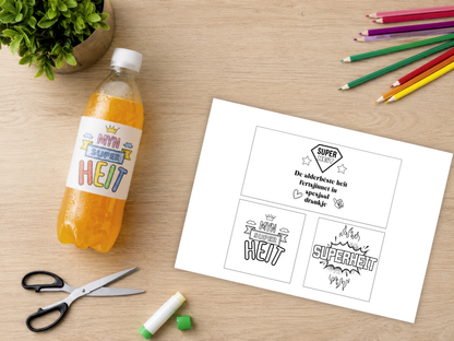 Heitedei Bieretiketten | 6 om te kleuren + 6 yn kleur | Printable kado foar heit | vaderdag Fries (kopie)