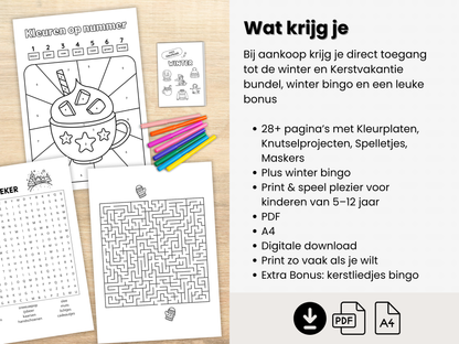 Winter Bingo printable, speelkaarten voor kinderen. Kerstliedjes Bingo printable, 12 liedjes, print en speel