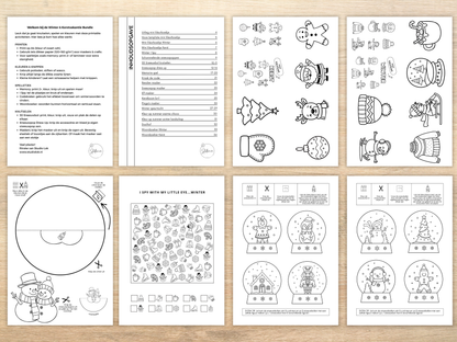 Printbare winter kleurplaat voor kinderen, A4, sneeuwpop en winterthema.