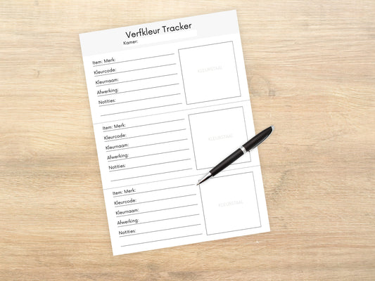 Printbare Verfkleuren Tracker, Verfkleuren Organiseren, Lavel voor Verf, Eenvoudig je Kleurenschema's Bijhouden